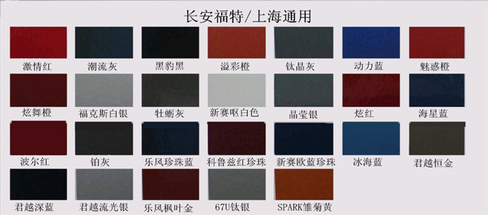 長安福特、上海通用汽車漆色（sè）卡（kǎ）